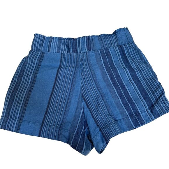 Indigo Rein Blue Striped linen blend Shorts Size M - Picture 2 of 6